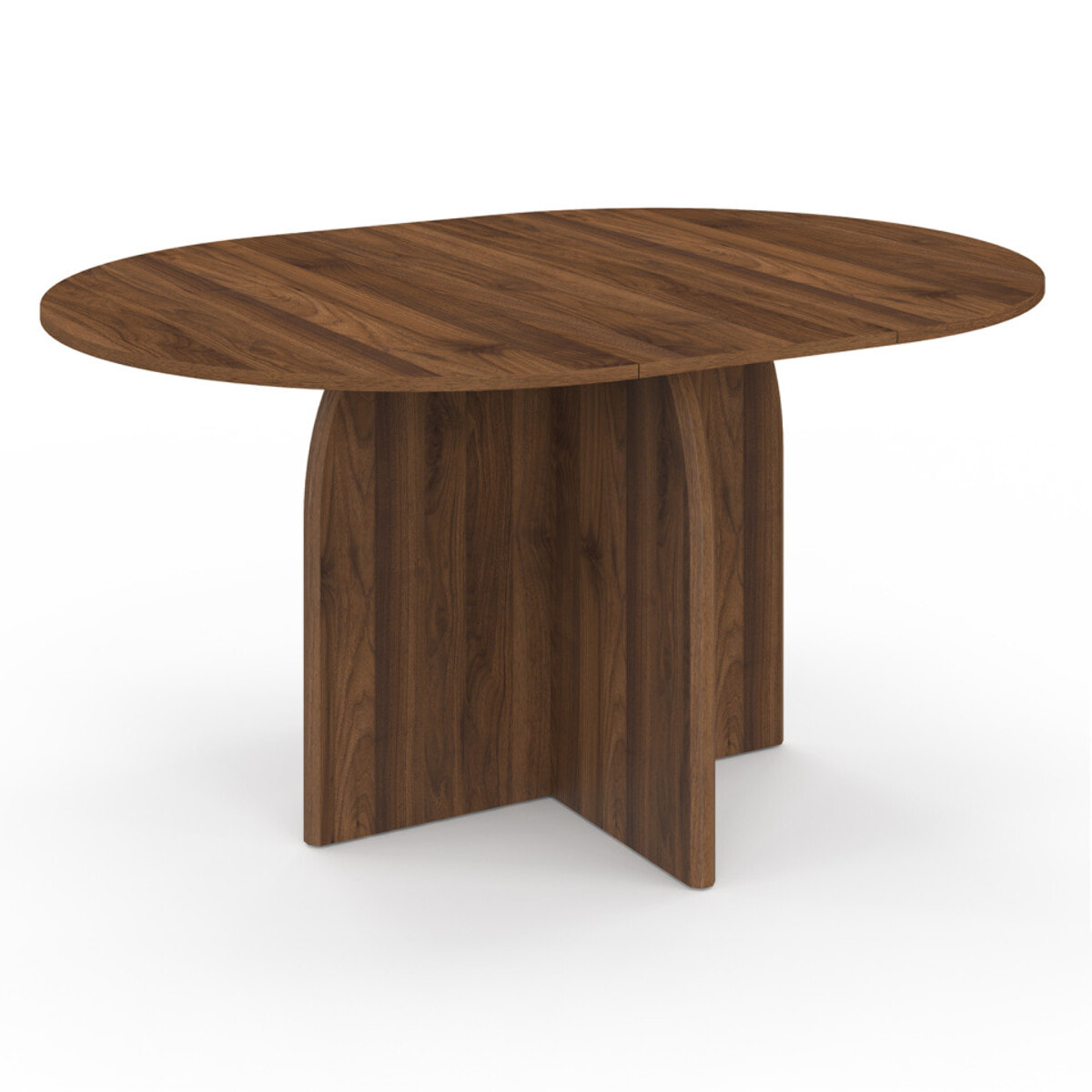 Table à manger ronde extensible Japandi Ø110-150cm effet noyer