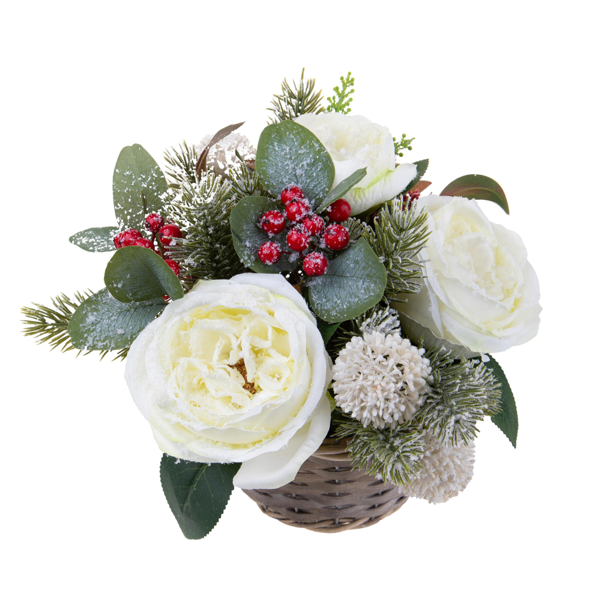 Centro Tavola Con Peonie. Diametro 25 Cm - Pezzi 1 - 25X5X25cm - Colore: Bianco - Bianchi Dino