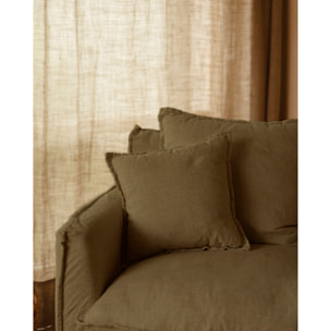 Fauteuil en coton et lin déhoussable ton vert de 98x90cm Hauteur: 81 Longueur: 98 Largeur: 90