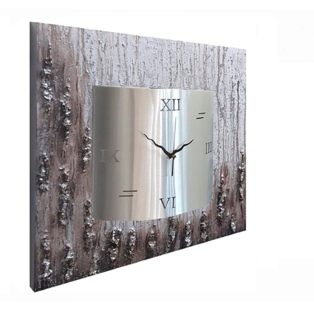 Reloj artesanal de pared Stone Marrón - Plata