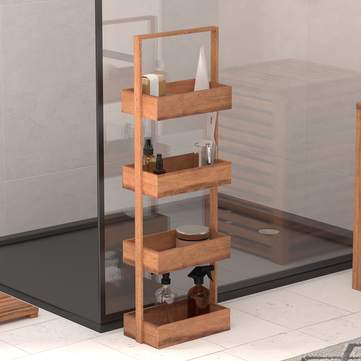 Étagère "Blackacia" 4 niveaux 88x26cm en acacia