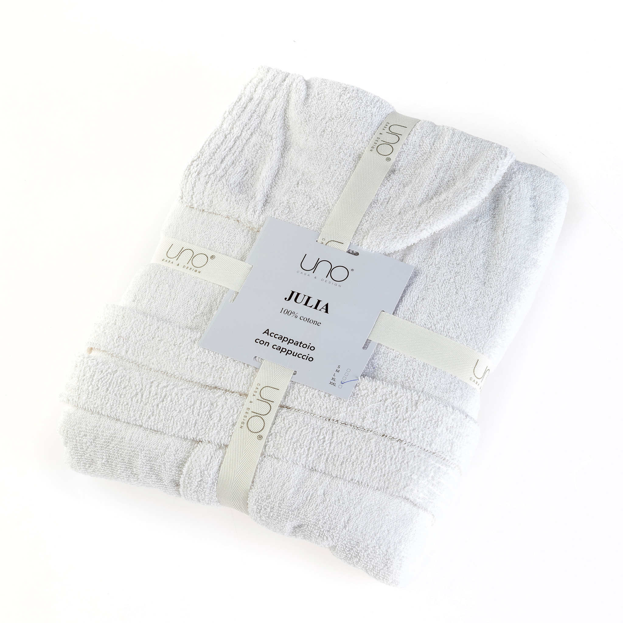 UNO CASA DESIGN Accappatoio con Cappuccio Julia in Spugna di Puro Cotone 400 gr