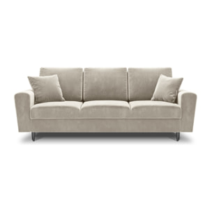 Canapé convertible avec coffre de rangement "Kyoto" 3 places en velours beige clair