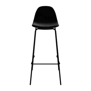 Lot de 2 chaises de bar en velours noir 75 cm - Henrik