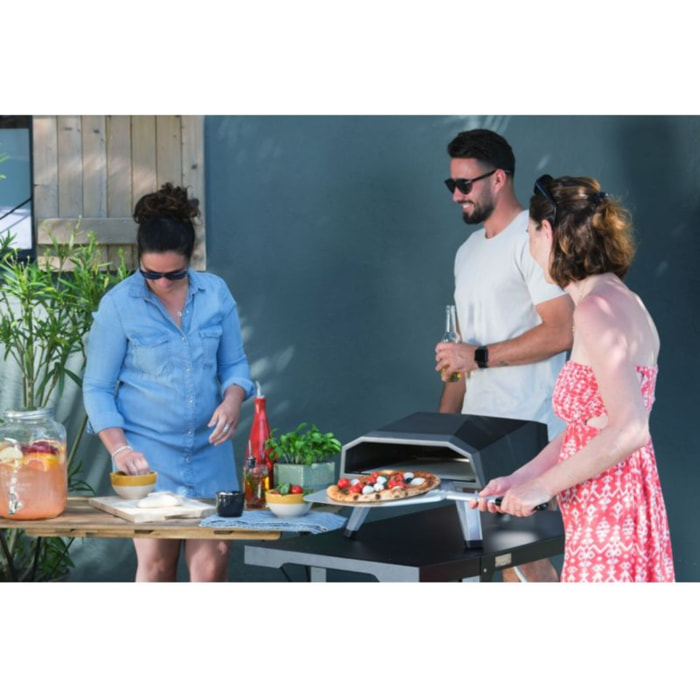 Four à pizza gaz LE MARQUIER FPG12D noir pizza 30 cm, préchauffage 15 min, jusqu'à 500°C