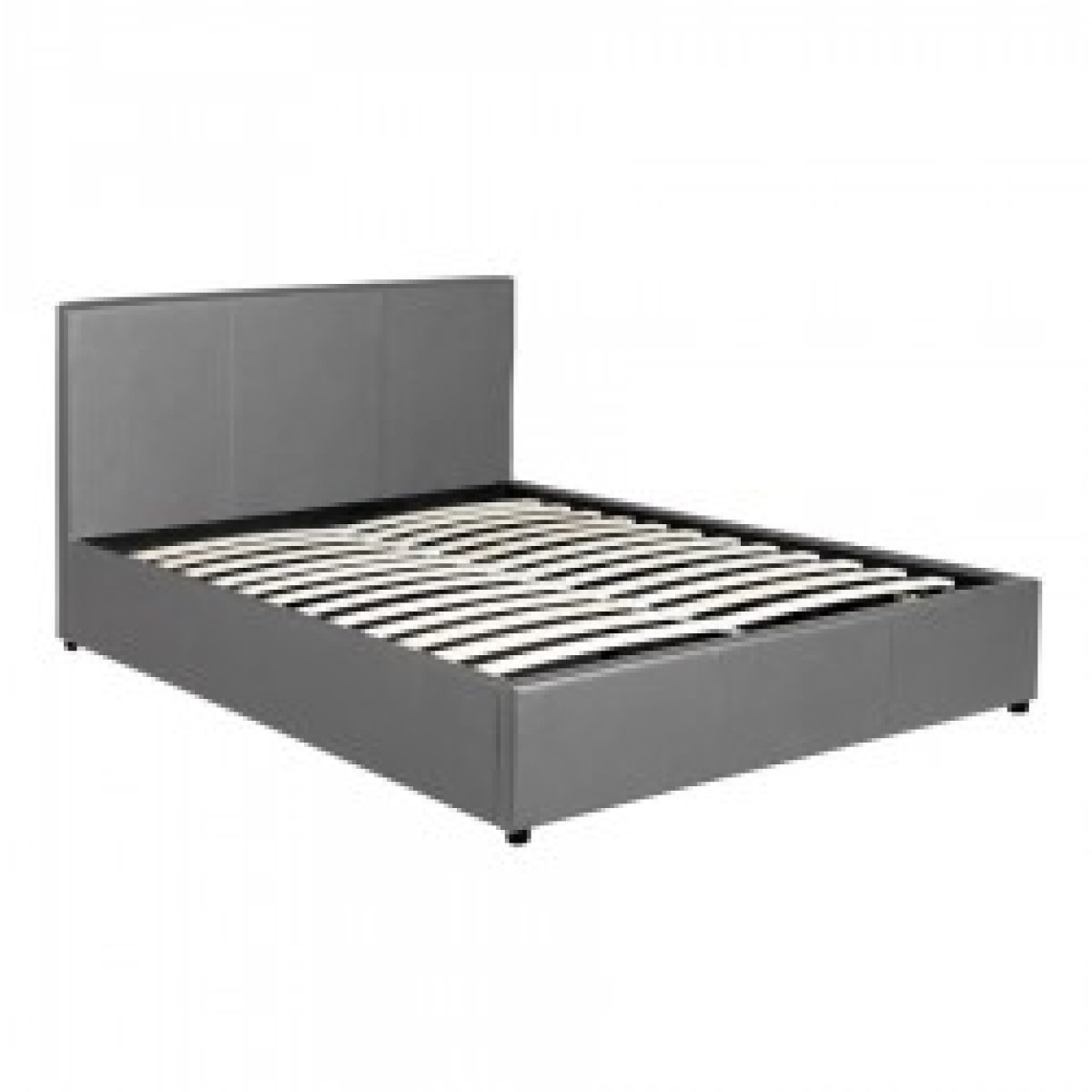 Lit coffre sommier relevable gris + Matelas Memoire de Forme | Modele Rome Simili Cuir | Grande capacite de stockage
