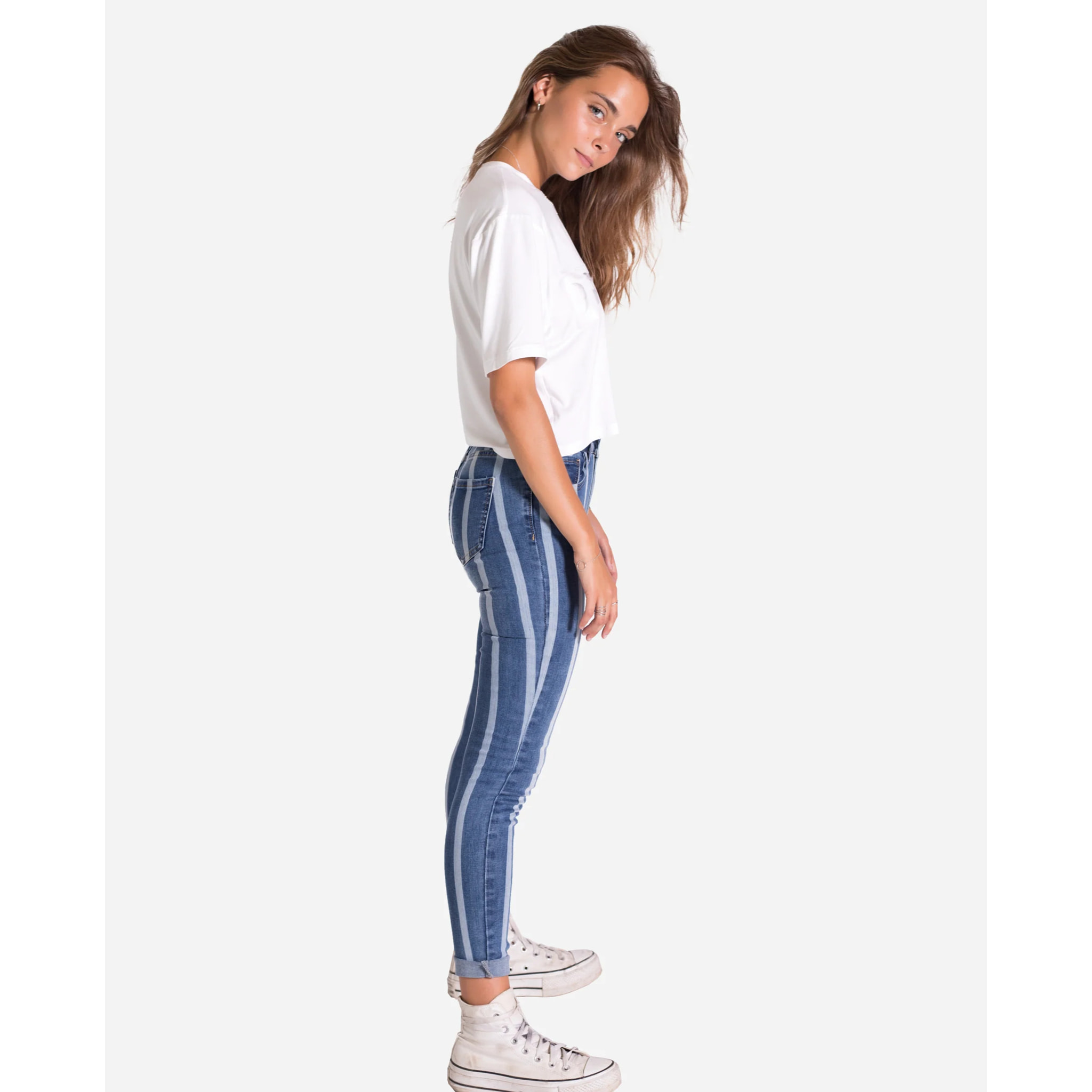 PANTALÓN DENIM RAYAS · AZUL