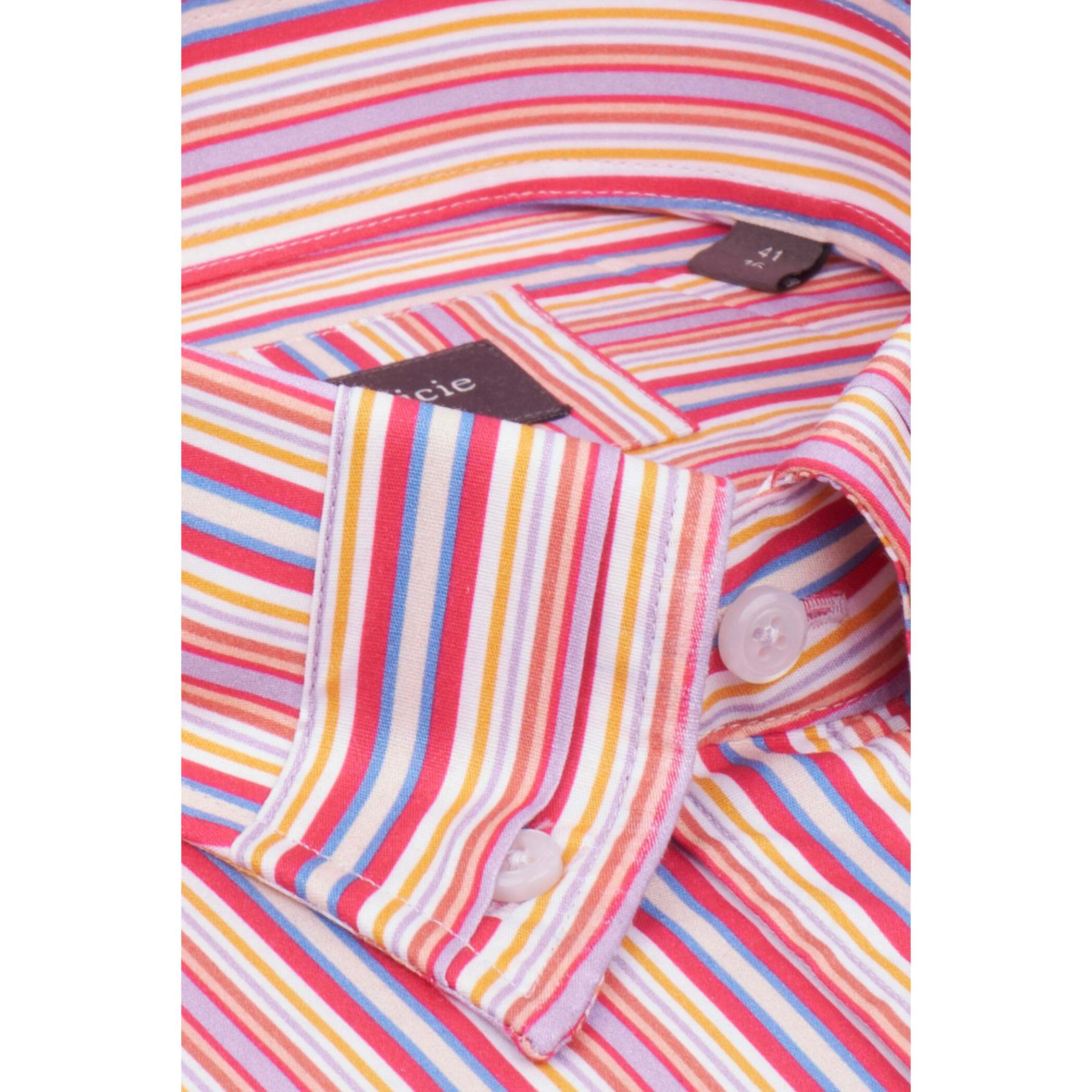 Camicia Uomo 1 Bottone Button Down Slim Popeline Stampato Fuxia Lilla