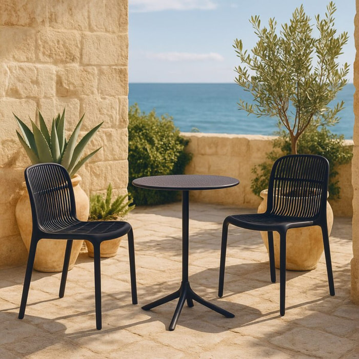 Set da 4 sedie da giardino nere in polipropilene – Sintra