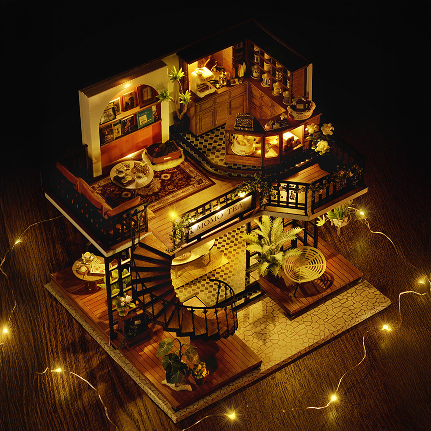 Salón del Té de Momo. Maqueta 3D realista con gran detalle y luces led.
