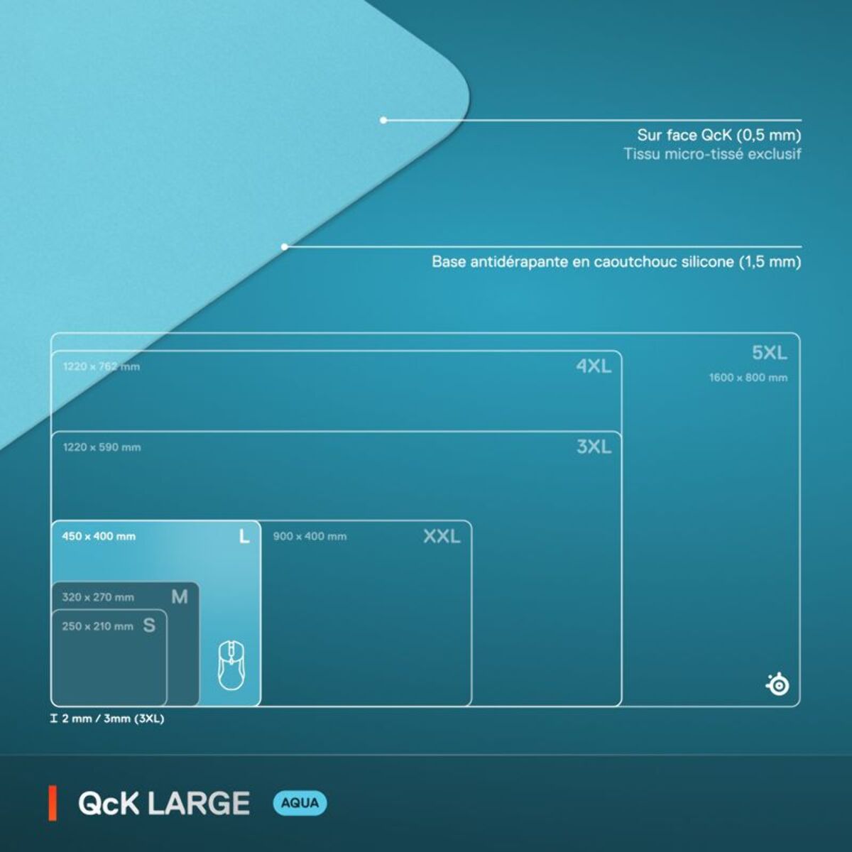 Tapis de souris STEELSERIES QcK L Aqua