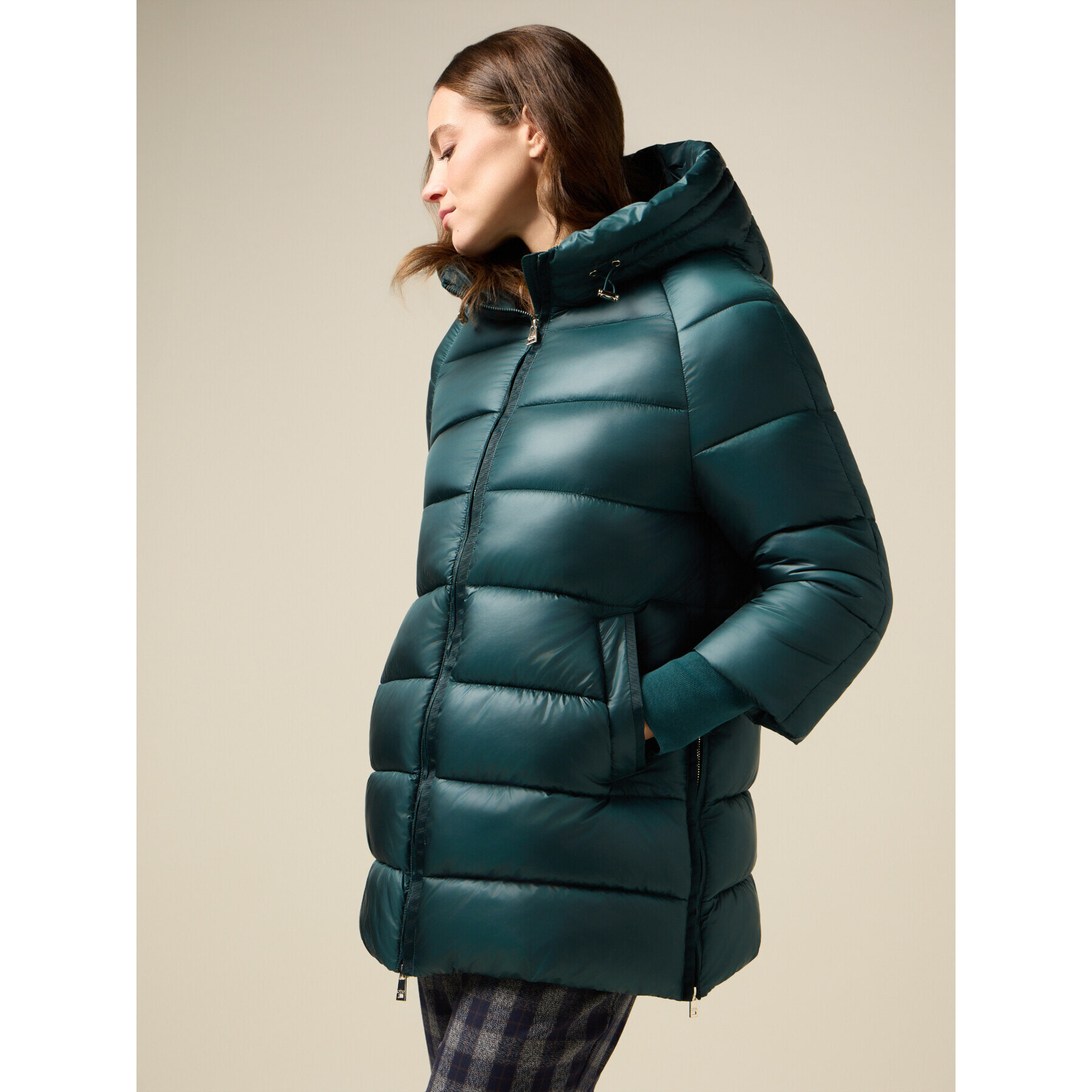 Oltre - Plumífero midi con capucha - Verde