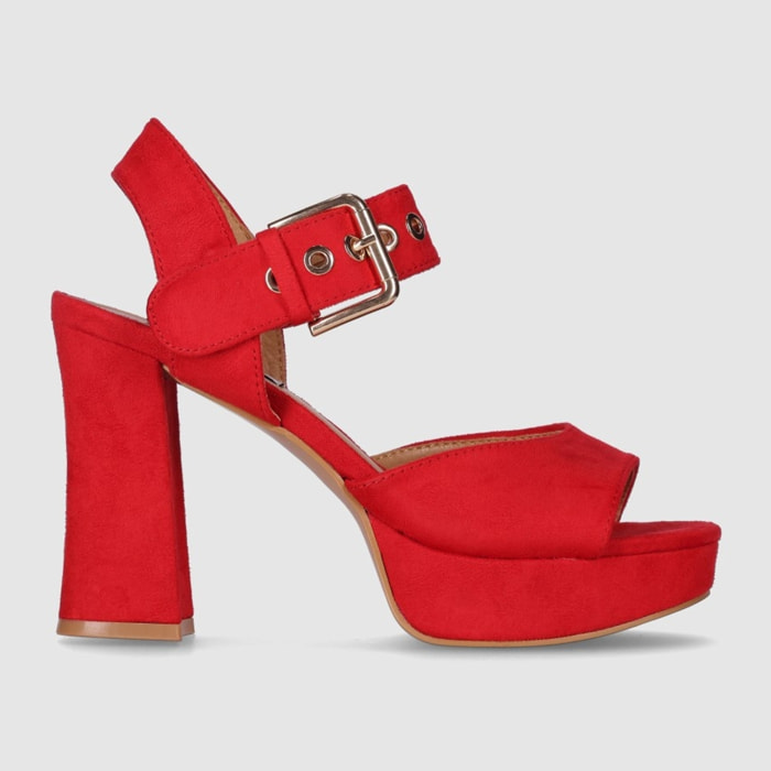 Sandalias de Tejido - Rojo - Tacón: 10 cm