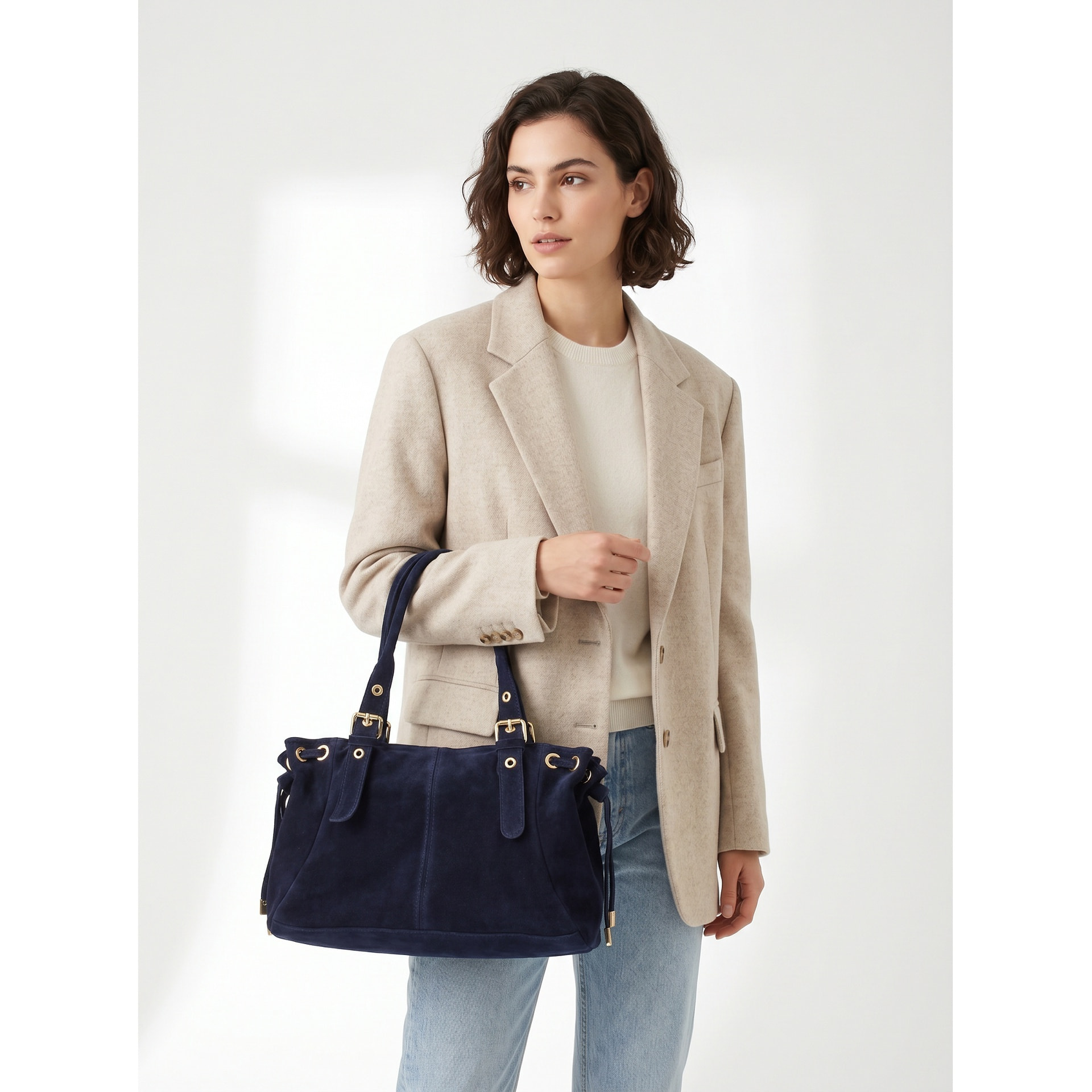 Borsa a mano da donna Made in Italy - Modello Lumena Lux - 100% pelle - 20.0 x 21.0 x 33.0 cm