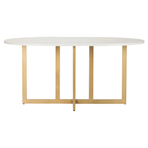 Mesa Comedor Mdf Metal Blanca Dorada 160x100x75 Cm