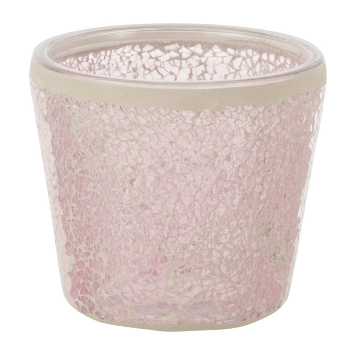 J-Line bougeoir Mosaïque Conique - verre - rose
