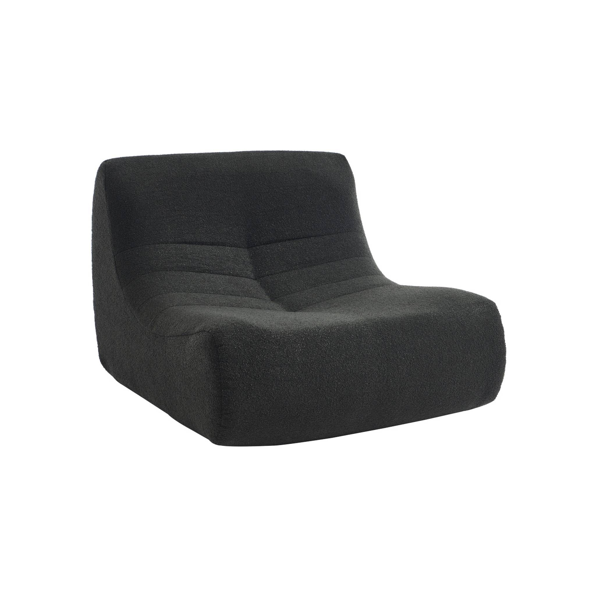 Lot de 2 fauteuils chauffeuses en bouclette texturée noir style contemporain 1 place