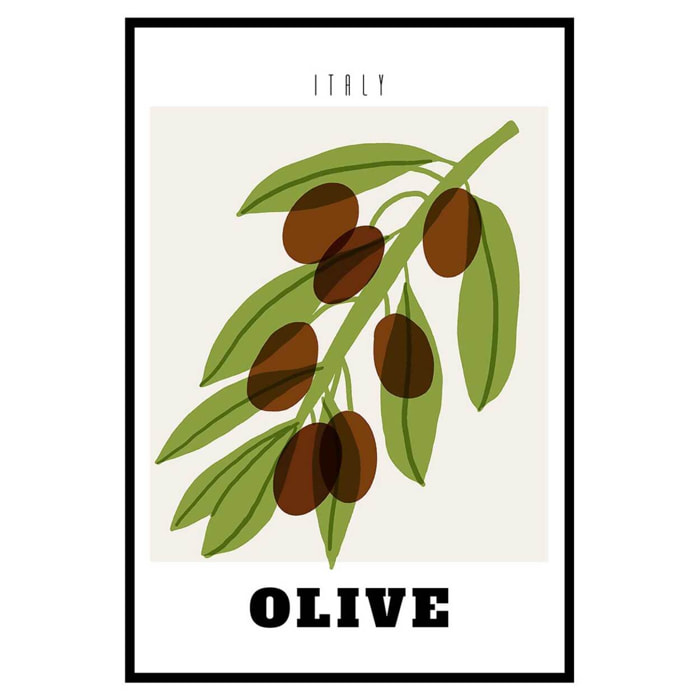 Affiche encadrée olives Italie Affiche + cadre en métal - Noir