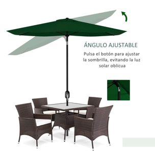 Sombrilla de Terraza Exterior 3x2 m Parasol de Terraza Exterior con Ángulo Ajustable Mástil de Aluminio y Protección UV 50+ Sombrilla para Jardín Patio Verde