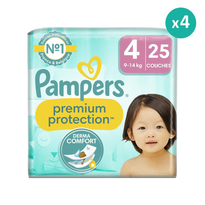 4x25 Couches Premium Protection Taille 4, Pampers