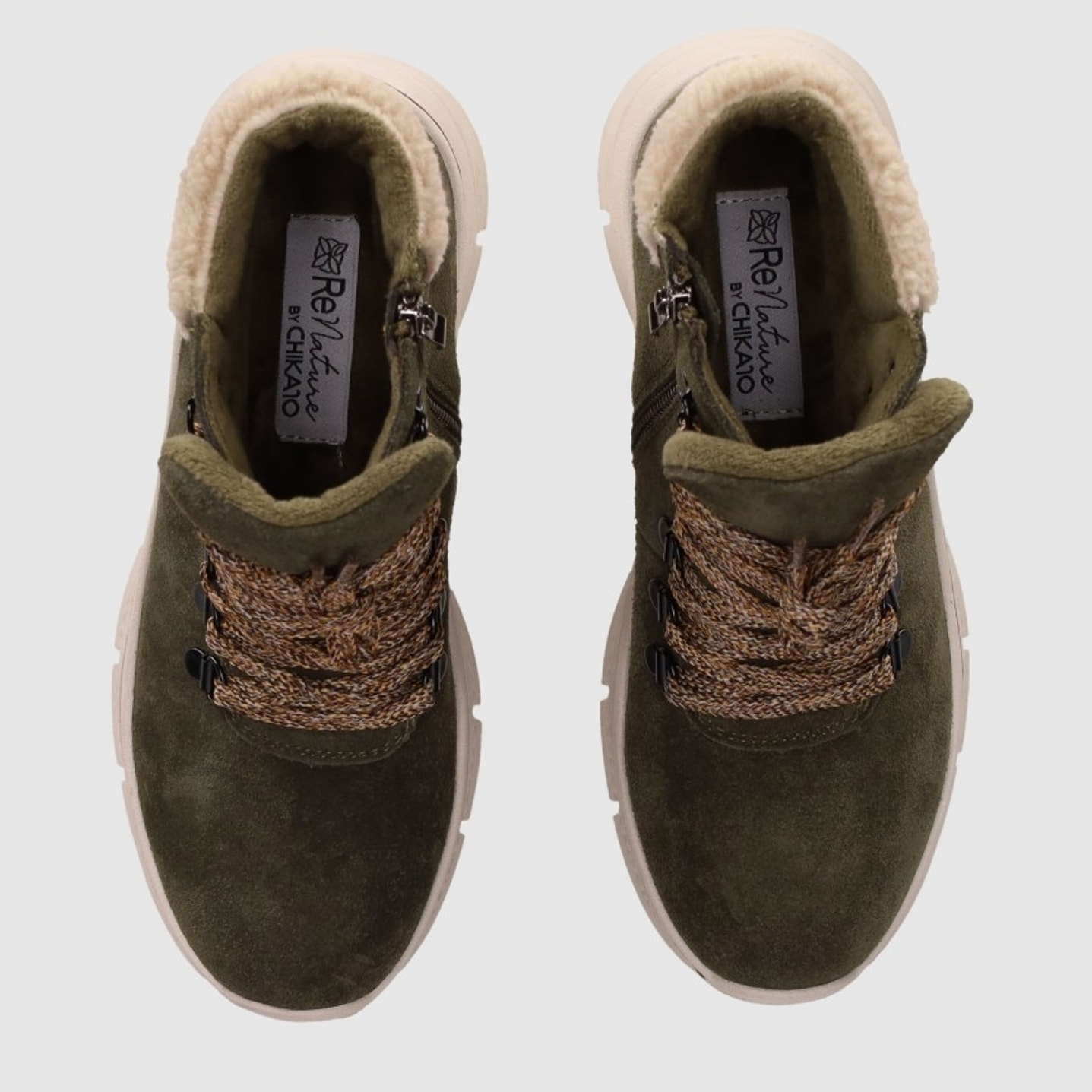 Botines de Serraje - Kaki - Tacón: Bajo