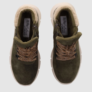 Botines de Serraje - Kaki - Tacón: Bajo