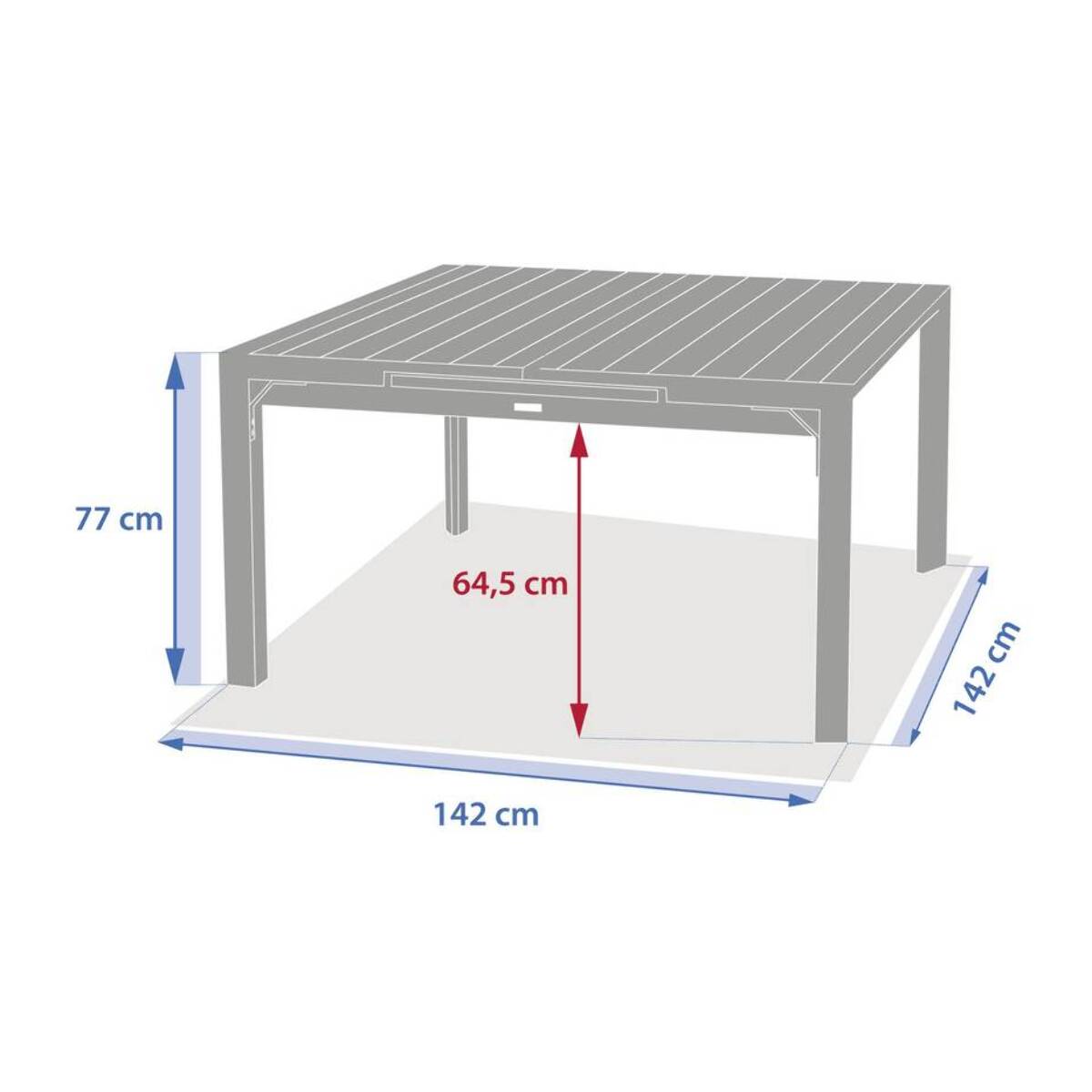 Table de jardin carrée 10 places Evasion extensible beige lin/laurier