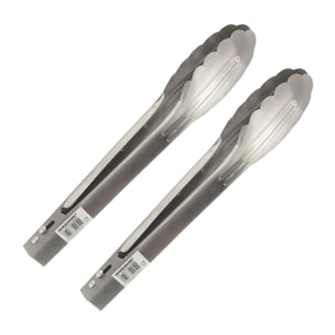 Ensemble de 2 Pinces de cuisine multifonction tout inox 23 cm Fackelmann