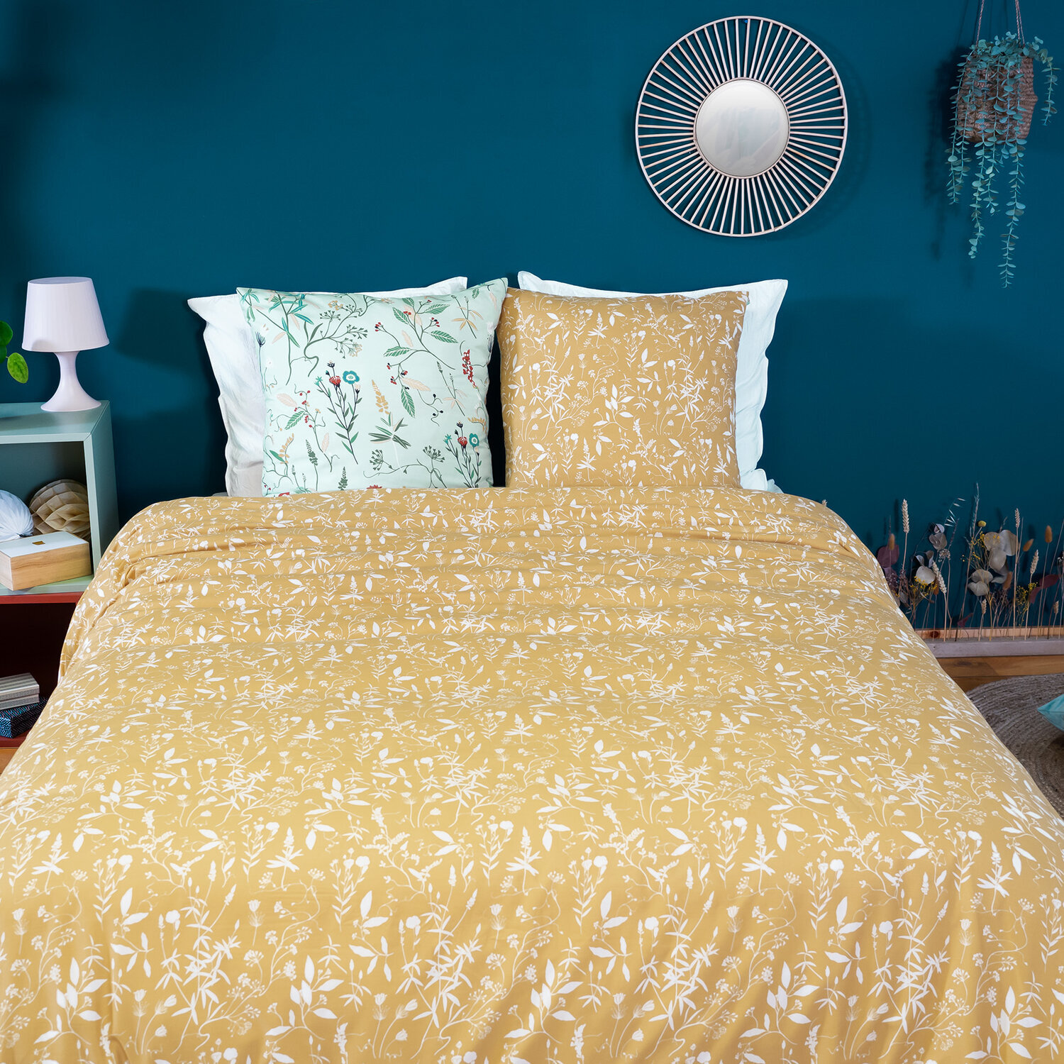 Parure de couette 3pcs microfibre florissane