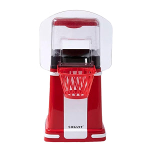 Palomitera retro eléctrica con canasta de 1200W. Cocción mediante aire caliente, sin necesidad de añadir aceite.