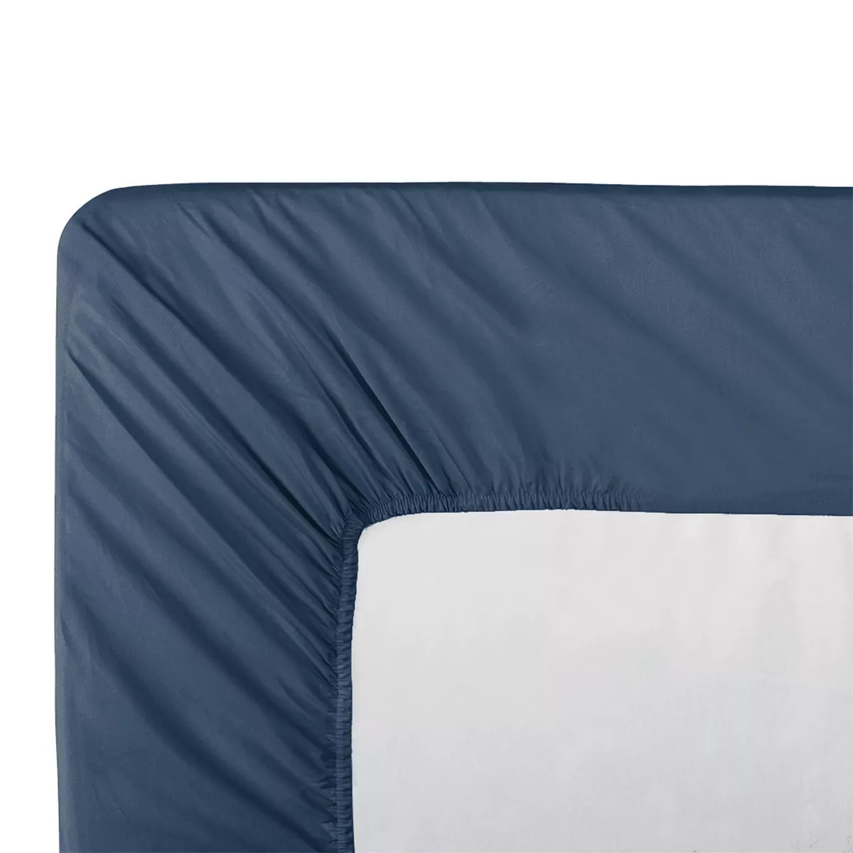 Drap housse b35 percale de coton uni bleu Giulia denim