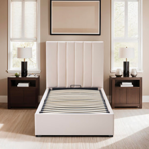 Lit coffre Giulia velours beige 1 place