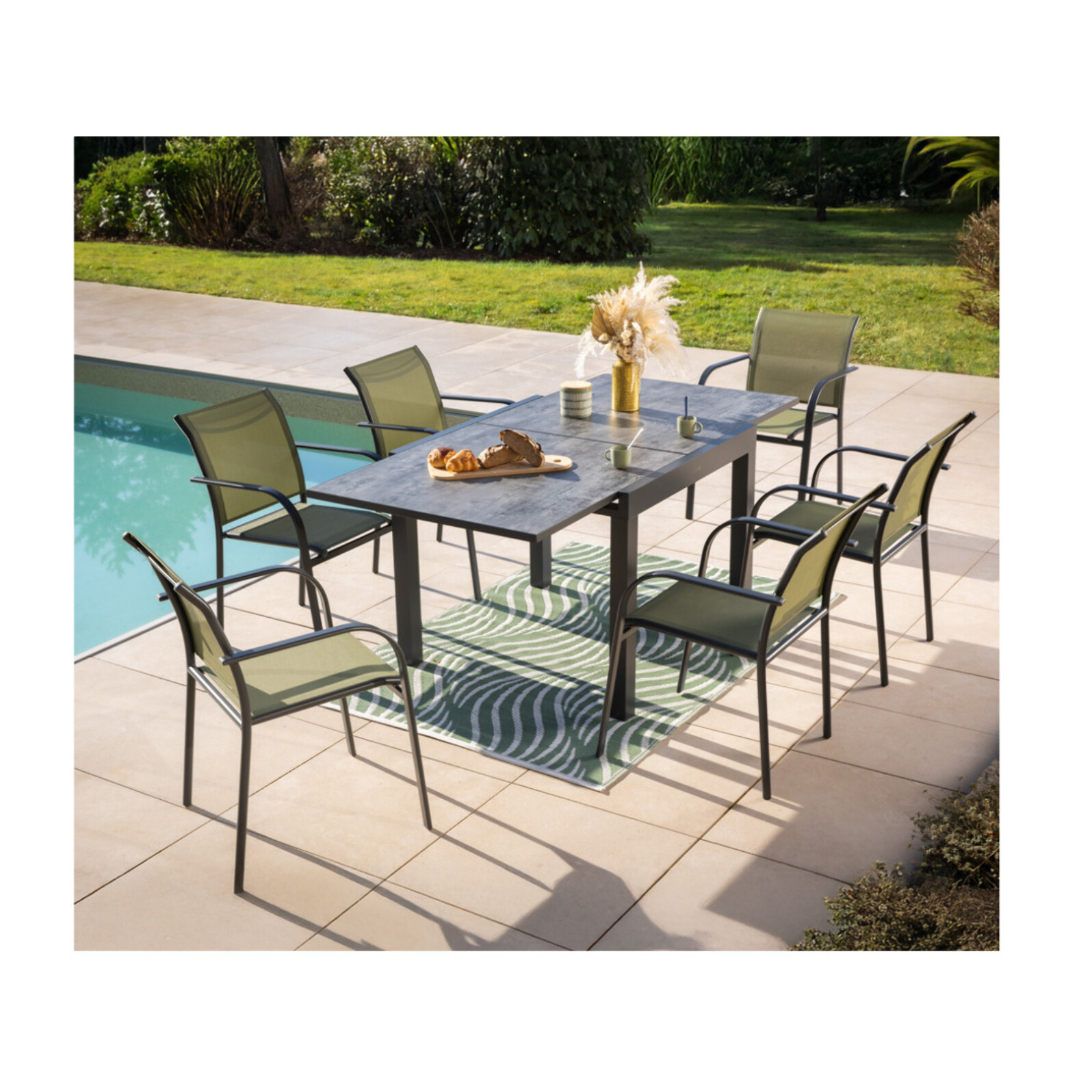 HONFLEUR BEZIERS ARDOISE - Ensemble table et chaises de jardin  - Vert