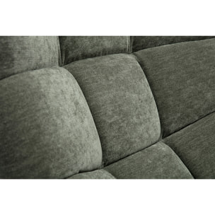 Fauteuil scandinave en tissu effet velours vert kaki et bois clair BRODY