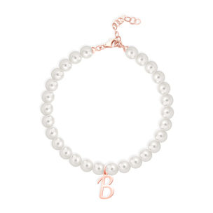 Bracciale Fujiko con Pendente Lettera B Perle Argento Rosè