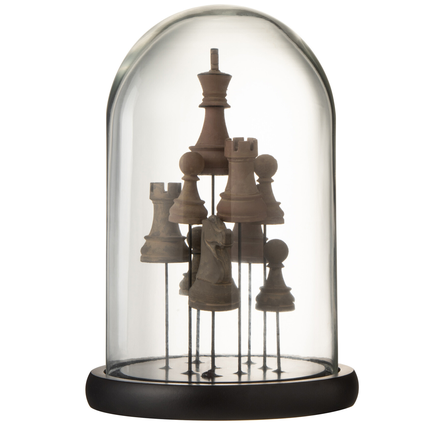 J-Line Cloche Pieces D'echecs Verre Marron Small