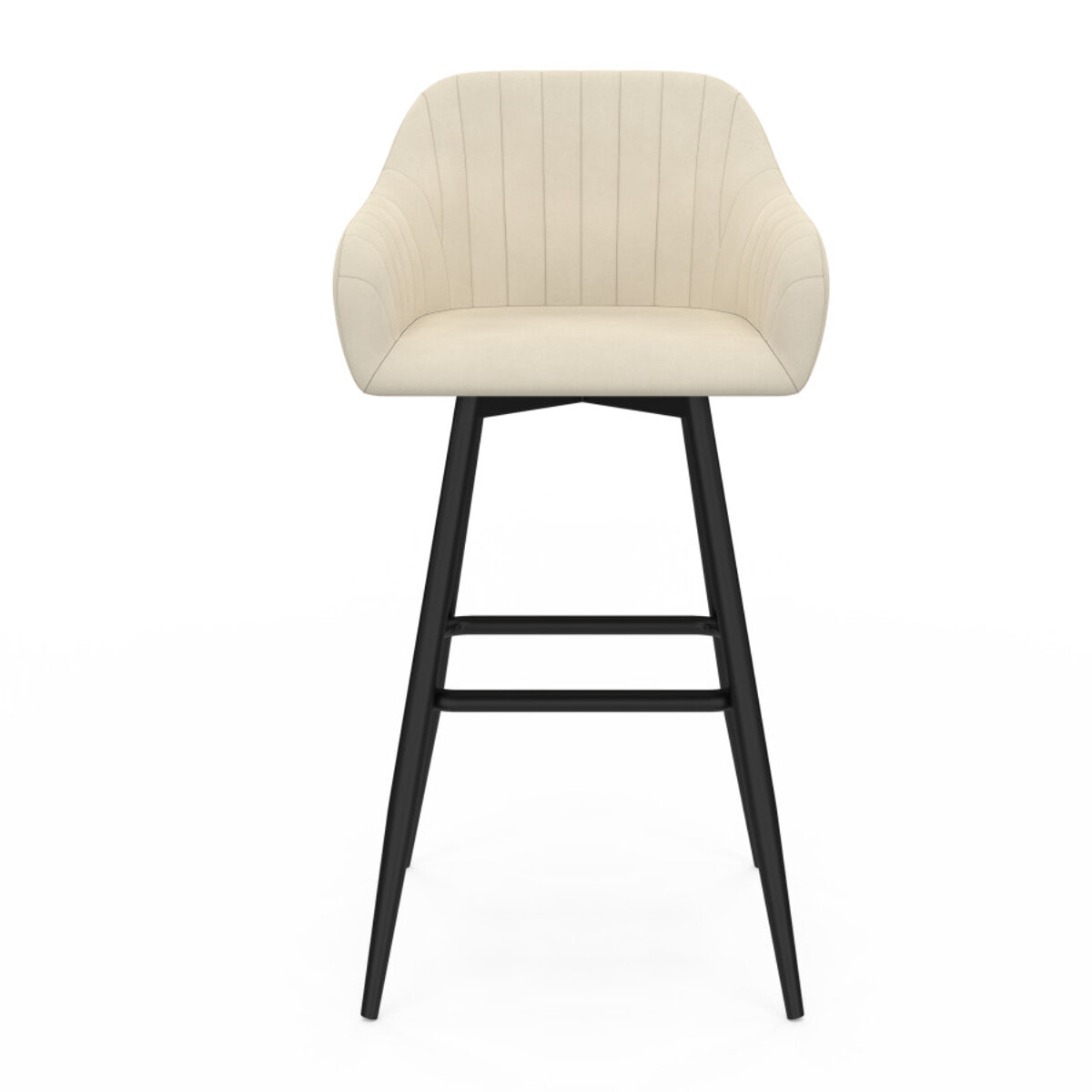 Tabourets de bar Ariana velours crème pieds métal - lot de 2