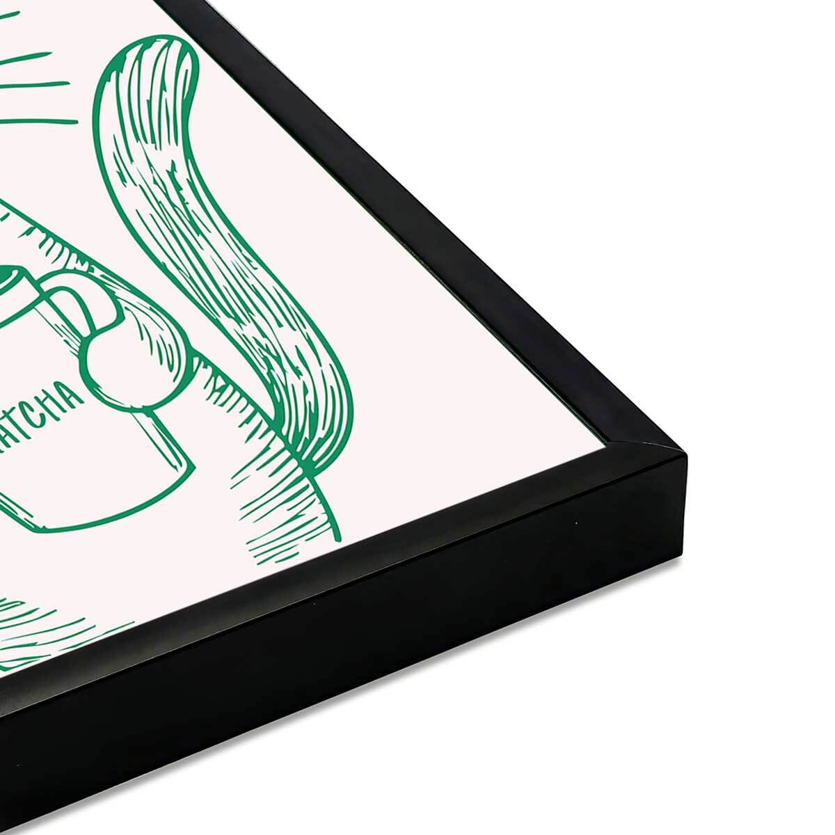 Affiche encadrée chat matcha humour Affiche + cadre en métal - Noir