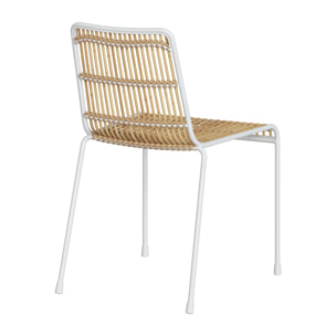 Chaise Jouve en rotin et métal blanc (lot de 2)