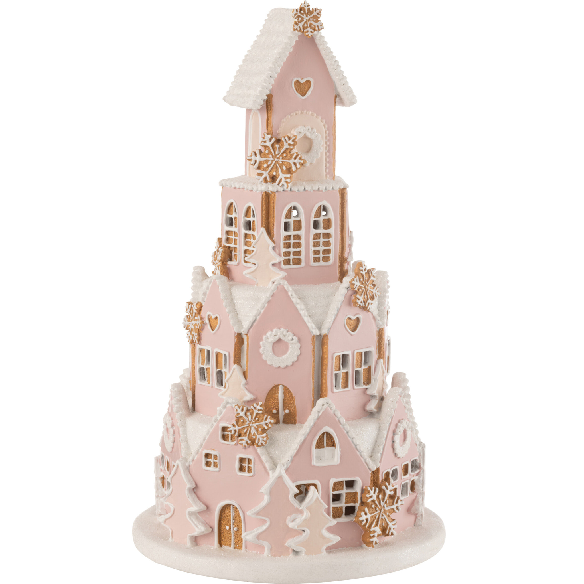 J-Line décoration Maison Pain D'épice - polyrésine - rose/blanc - large