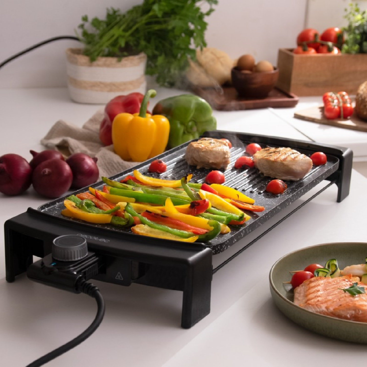 Cecotec Plancha de Asar Eléctrica Tasty&Grill 3000 RockWater MixGrill. 2600 W Re