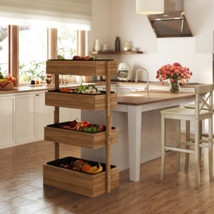 Jardinera de Madera de 4 Niveles, Jardinera Exterior Elevada con Orificios de Drenaje y Tela no Tejida, Macetero para Cultivos, Plantas, Flores, para Terraza, Jardín, 80x45x142 cm, Naranja