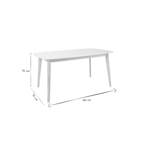 Table à manger design blanc et bois clair L120 cm LEENA