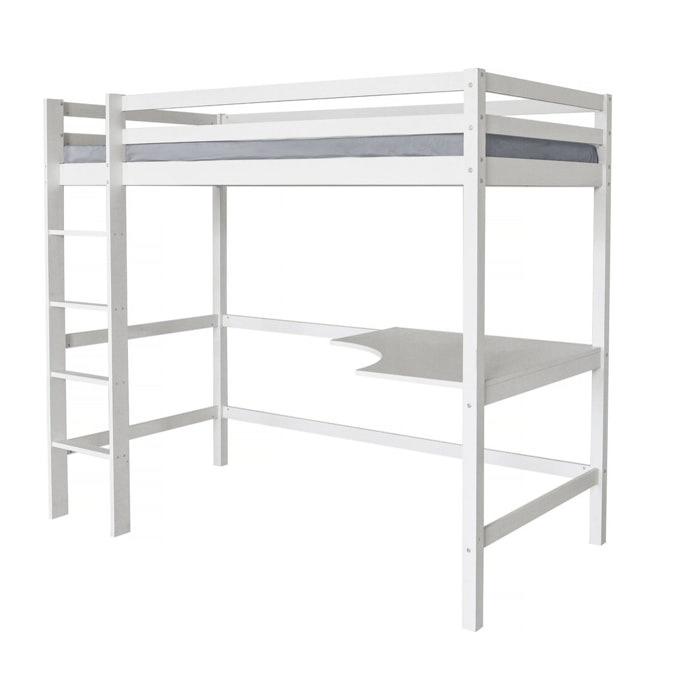 Lit Enfant Mezzanine avec Bureau "Angéla" 90 x 190 cm - Blanc