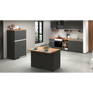 Cucina completa Danderso, Set da cucina modulabile, Cucina componibile con più elementi, 100% Made in Italy, Antracite e Rovere