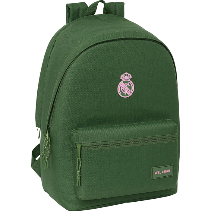 Mochila doble para portatil 15,6"+usb real madrid chica caqui
