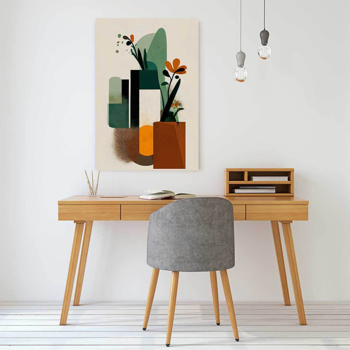 Tableau de fleurs vases geometriques  Toile imprimée