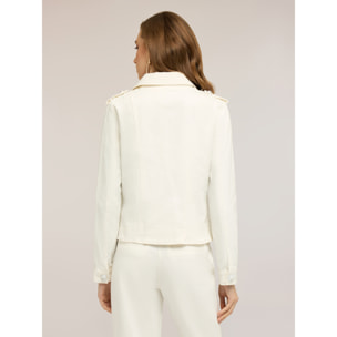 Motivi - Chaqueta de cuero en drill mezcla de algodón - Blanco