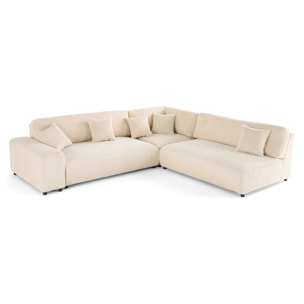 Garance - canapé modulable d'angle droit - 6 places - en velours côtelé - Beige