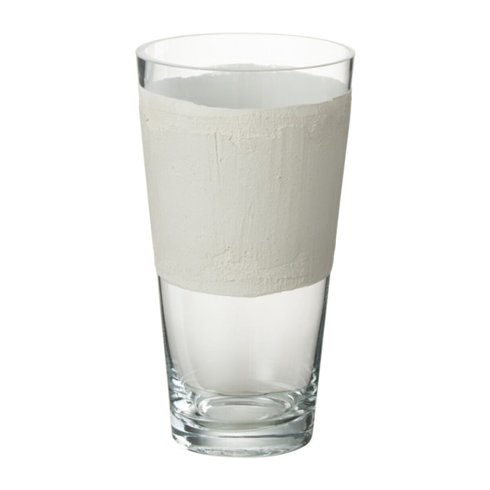 J-Line vase Delph - verre - transparent/blanc - extra small - 25 cm de hauteur